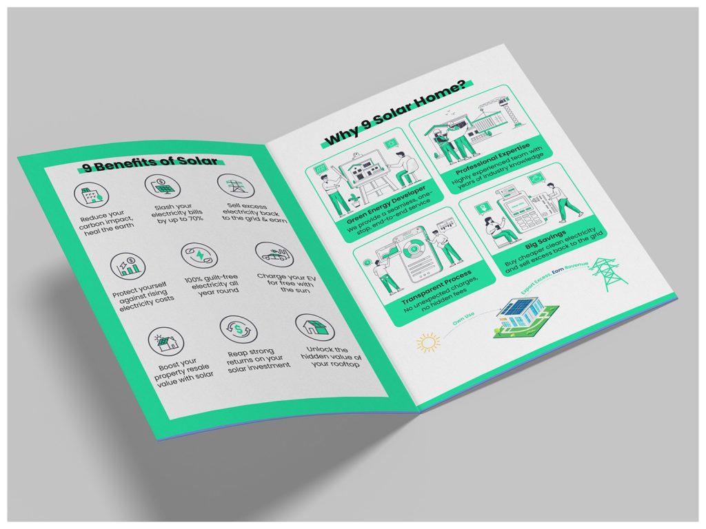 9 Solar Home Business Brochure, Logo and Name Card Design